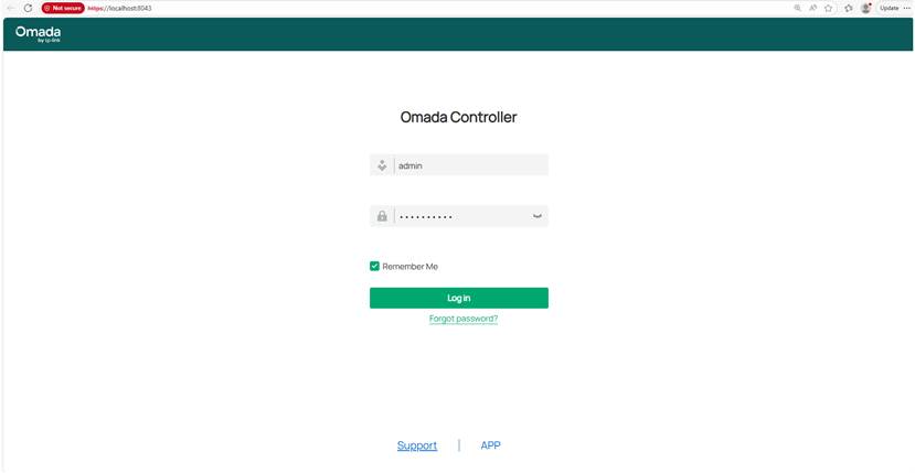 Display the login page of the software controller.