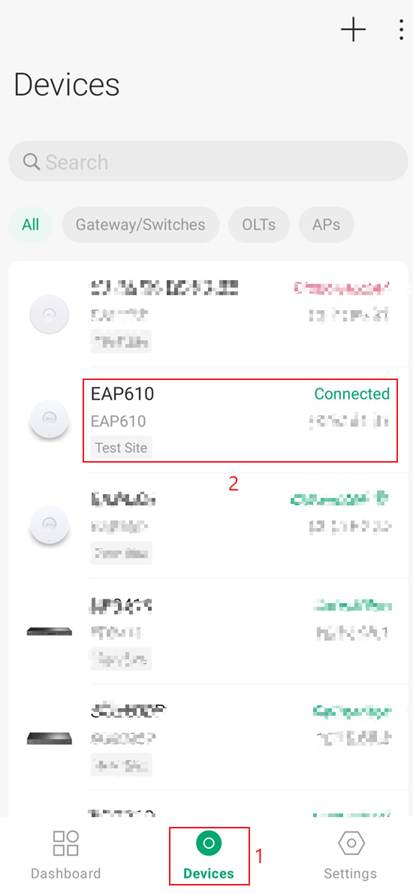 Choose device under device list.