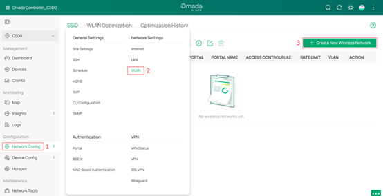 Creating a new SSID.