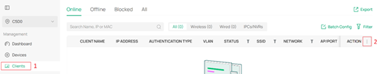 Setting the clients tab showing information.