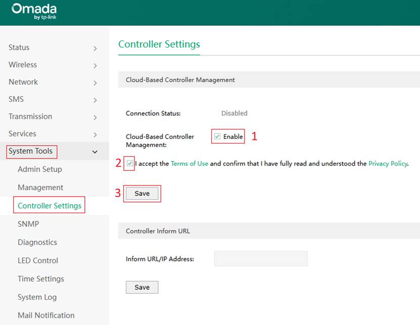 Enable connection to Omada Central in the device's standalone mode.