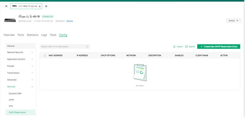 Configure the DHCP Reservation Entry in the Gateway’s Private Management Interface.