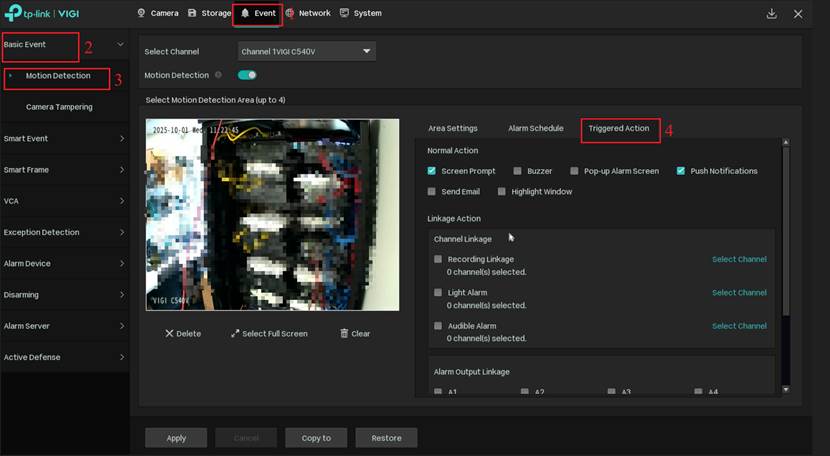 Event’s configuration page.
