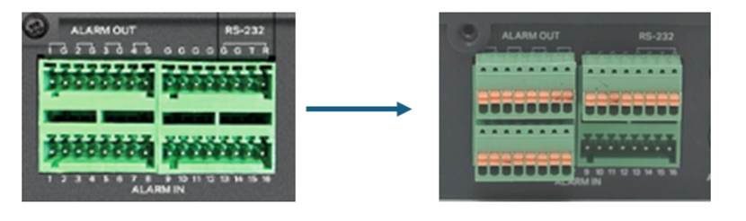 Connect terminal block to VIGI NVR’s alarm interface.