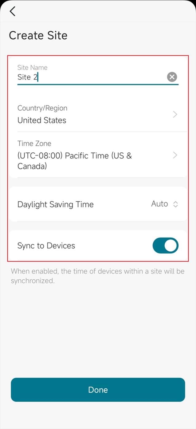 Show the page of site configuration.