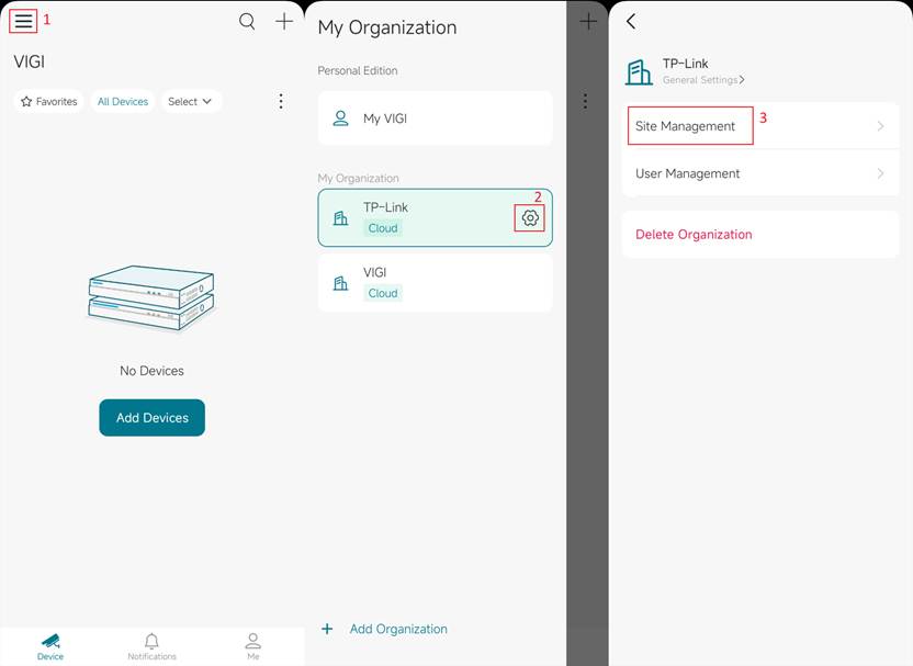 Show the other way to create a site under organization page.