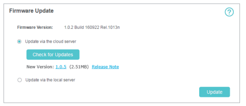 Firmware Update page.