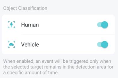 Interface to setup human vehicle filtering.