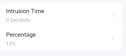 Interface for APP to set the time and percentage of intrusion detection.