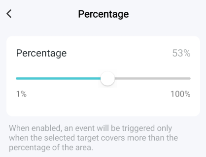 Screen to set intrusion percentage.