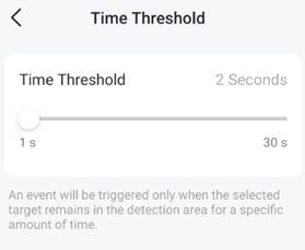 Screen to set loitering time threshold.