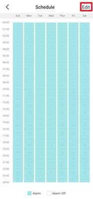 Screen to set aiming schedule.