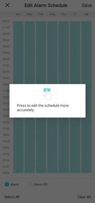 Screen to set aiming schedule.
