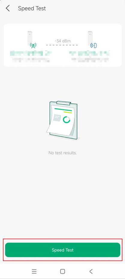 Click the Speed Test button at the bottom to press on.