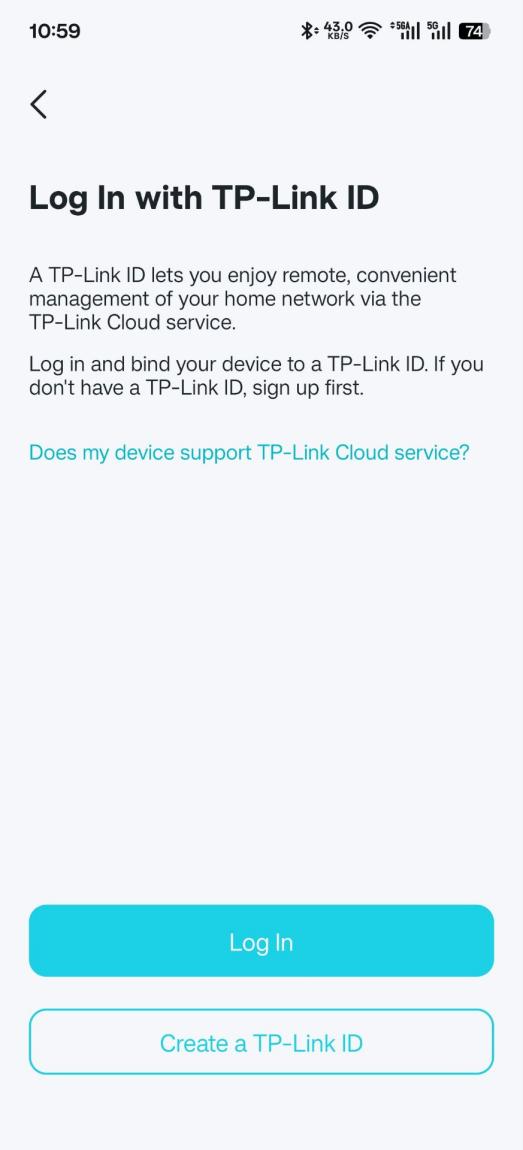 TP-Link ID login guide interface, with "Log In" and "Create a TP-Link ID" buttons at the bottom.