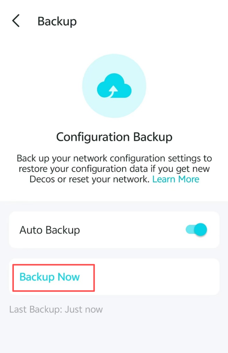 The interface of backup.