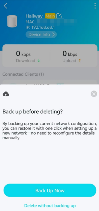 "Back up" window.