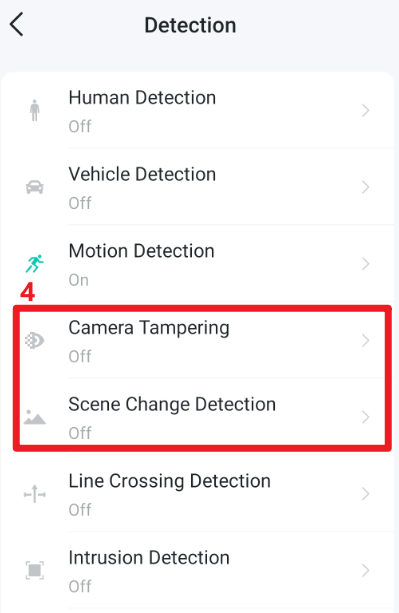 location for camera tampering and scene change detection.