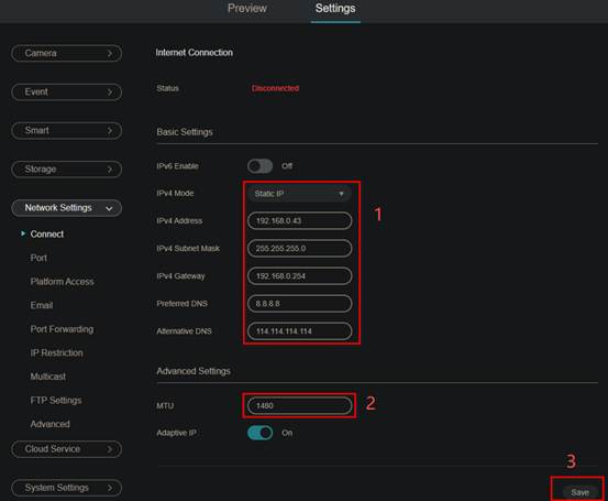 Steps to setup static IP.