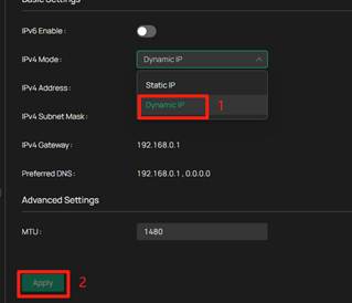 Step to setup dynamic IP.