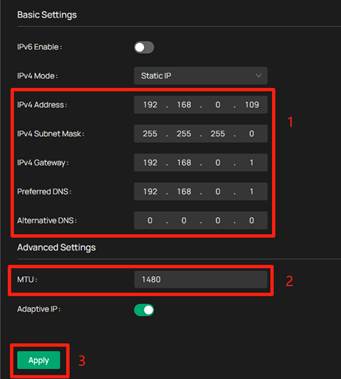 Step to setup static IP.