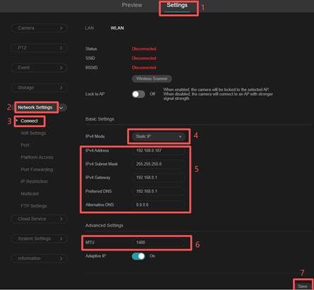 Steps to set static IP for camera.