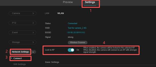 Location to enable lock to AP.