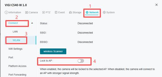 Location to enable lock to AP.