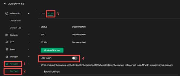 Location to enable lock to AP.