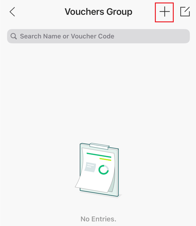 The Add icon at the top right of the Vouchers Group page.