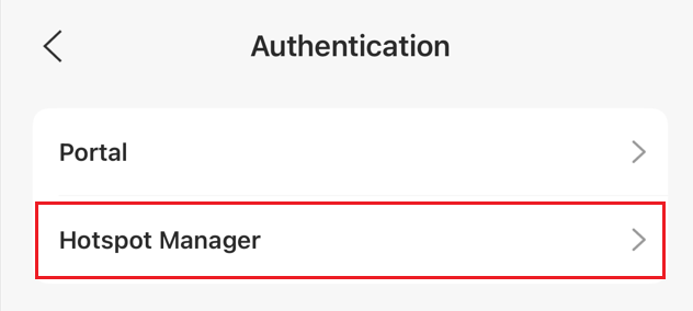 Hotspot Manager in the Authentication page.
