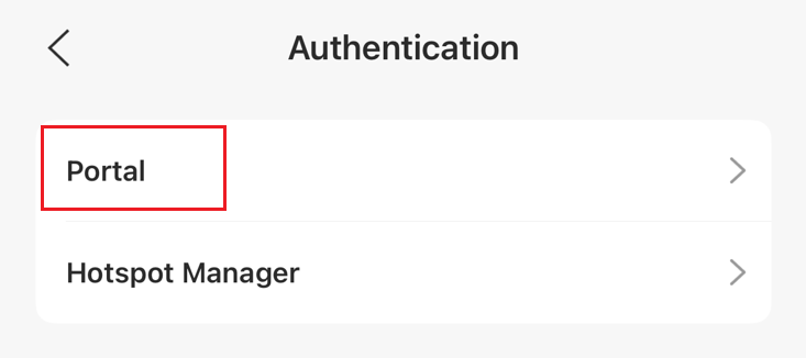 Portal in the Authentication page.