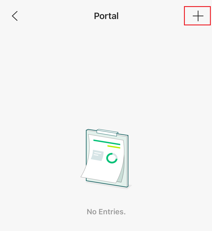 The Add icon at the top right of the Portal page.