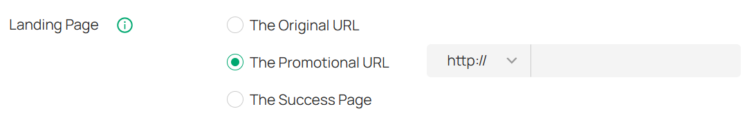 The Landing Page configuration page.
