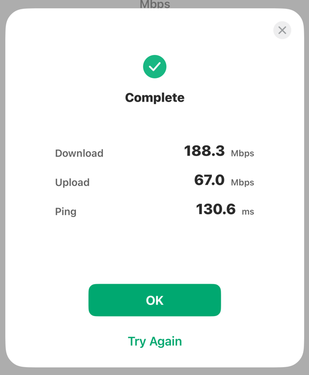 The Speed Test result.