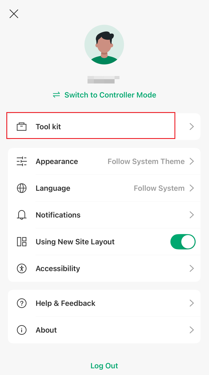 The Tool kit in the Sidebar.