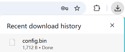 A web prompt indicating that the backup file has been downloaded successfully.