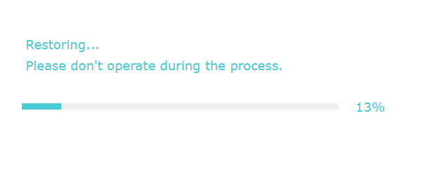 The page shows the restore is operating.