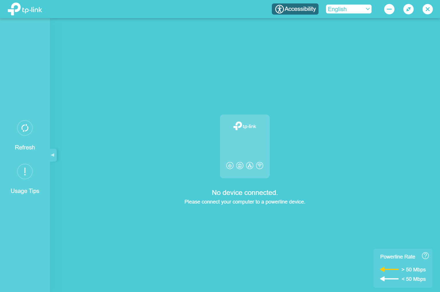 tpPLC page when no device is found.