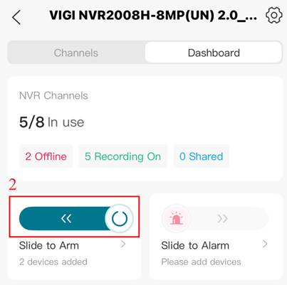 Show enable status of Slide to Arm.
