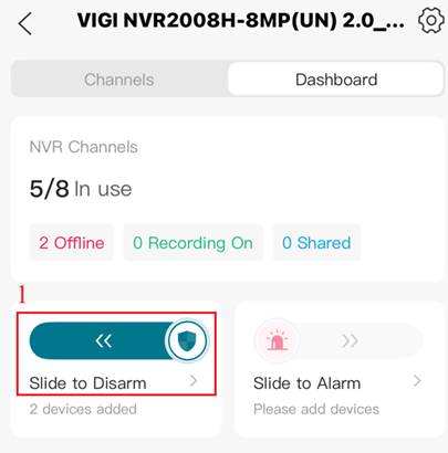 Show enable status of Slide to Disarm.