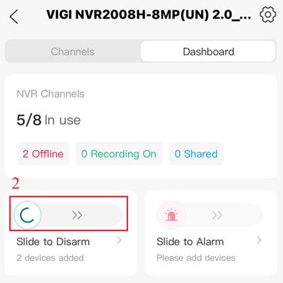 Show disable status of Slide to Disarm.