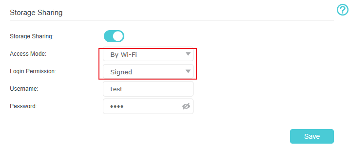 Select By Wi-Fi in Access Mode and Signed in Login Permission.