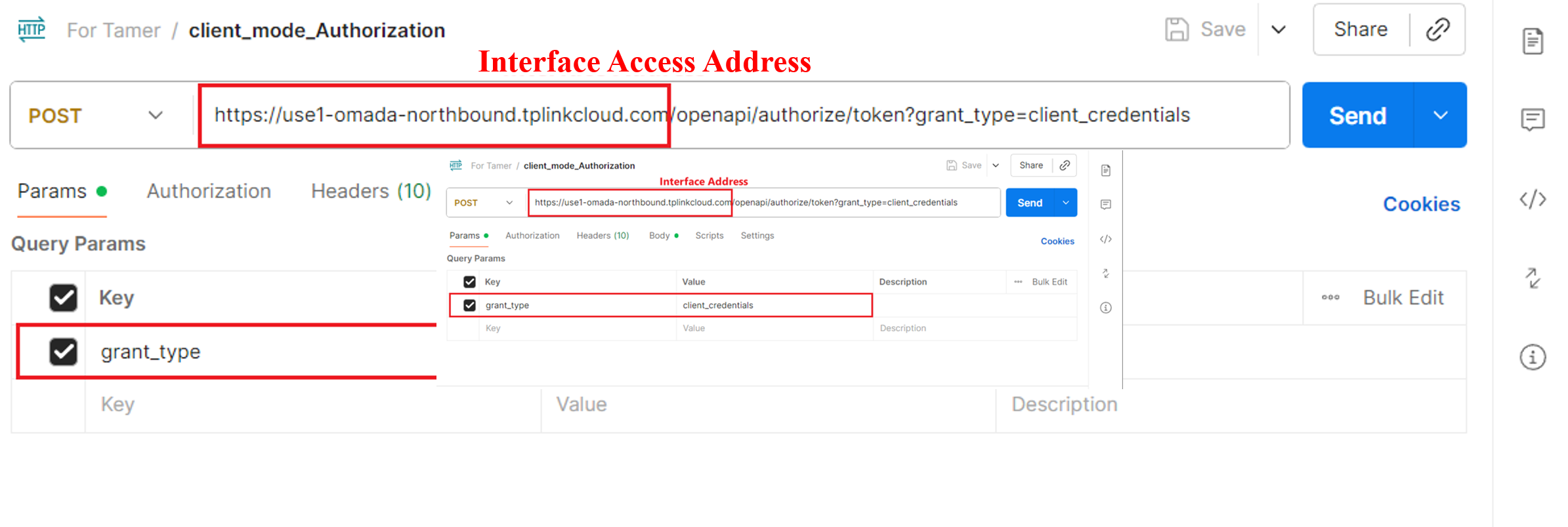 Request URL and Params configuration