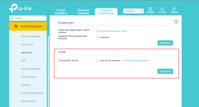 The setting of Guest Wi-Fi.
