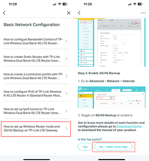 Choose any one FAQ and tap No, I need more help at the bottom.
