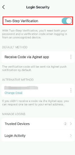 Two-Step Verification button.