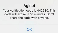 App receives verification code.
