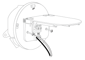 The positions of the rectangular hole on the bracket and holes to install the bracket screws.