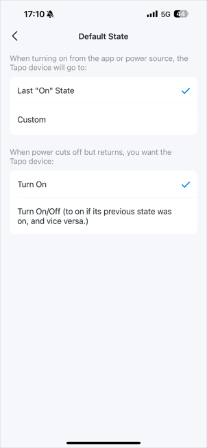 The Default State page.